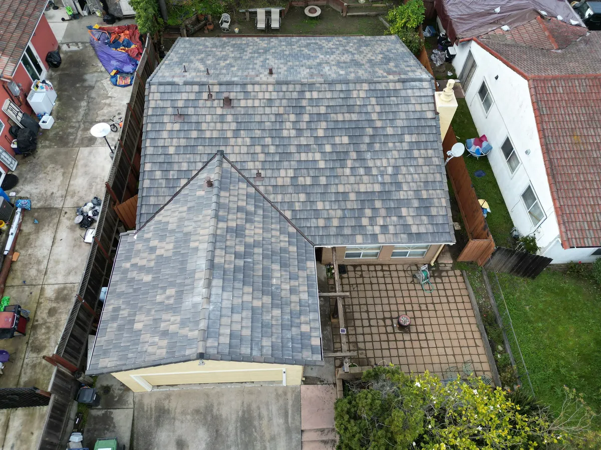 Shingle roof replacement aerial by Premier Roofing & Retro-Fit